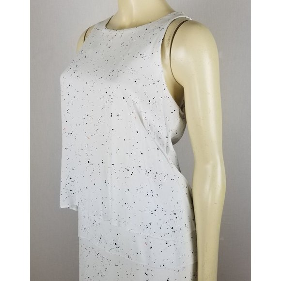 Metaphor sleeveless tiered comfortable rayon white dress with light polka dots L - Picture 6 of 12